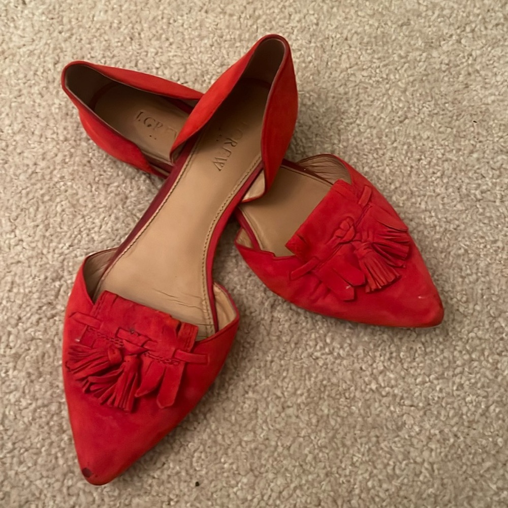 J. Crew red suede flats